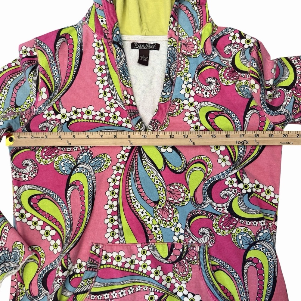 VTG Lucky‎ Brand Paisley Hoodie Small•Hippie Boho Psychedelic Y2K Retro 60's HTF - Picture 8 of 10